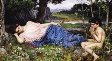 彼の甘いパイプを聴く ギリシャ人女性 ジョン・ウィリアム・ウォーターハウス Oil Paintings